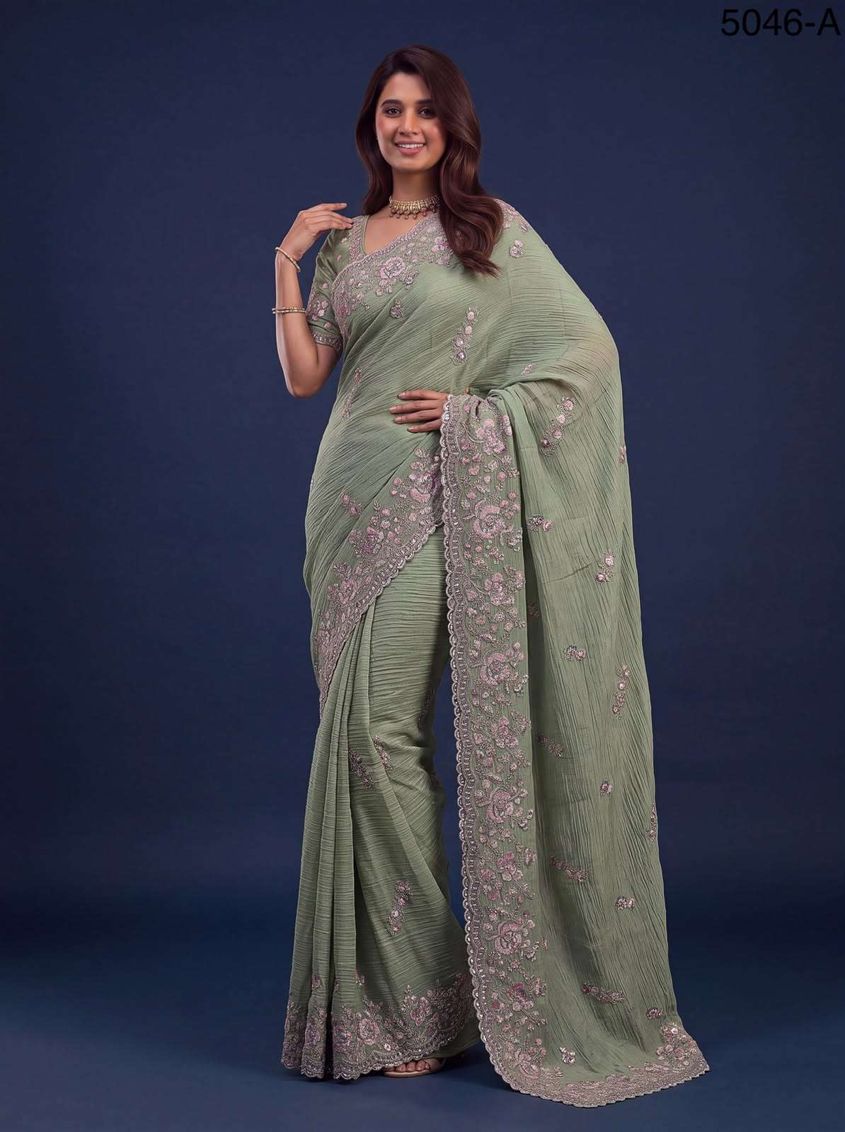  Extraordinary with Beautiful Color made of Premium Pure Bamburg fabric Wedding Saree wholesale in surat 5046
